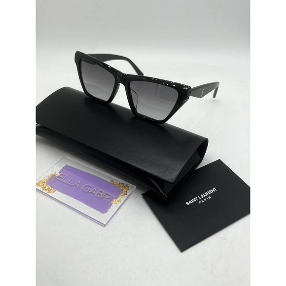 NEW Saint Laurent SL M103 Black Cat Eye Logo Sunglasses - Picture 4 of 9